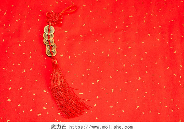红底金箔铜钱挂饰新春春节新年元素腊八节